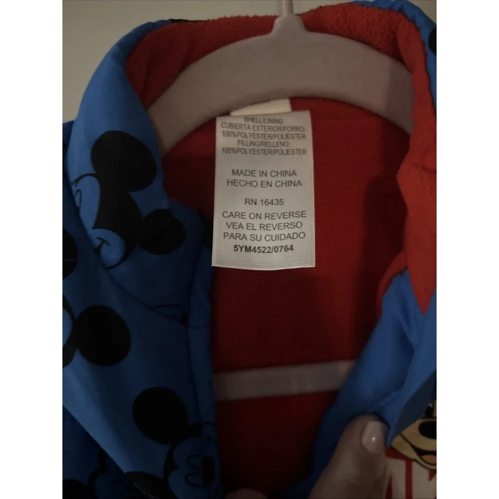 Disney Kids Puffer Vest Size 18M Blue Black Mickey Mouse All Over Print Full Zip